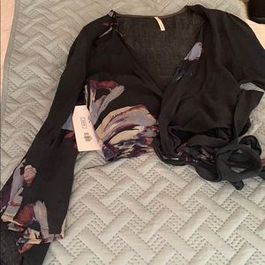 Dress up cropped floral wrap top